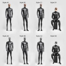 Load image into Gallery viewer, Matte Black Male Full-Body Mannequin With Plated Face, Male Full-Body Mannequin Display Props, Personalized Fashionable Sportswear Men&#39;s Clothing Window Display DL0036
