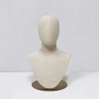DE-LIANG Male & Female Linen Mannequin Head for Wigs, Hats & Jewelry Display