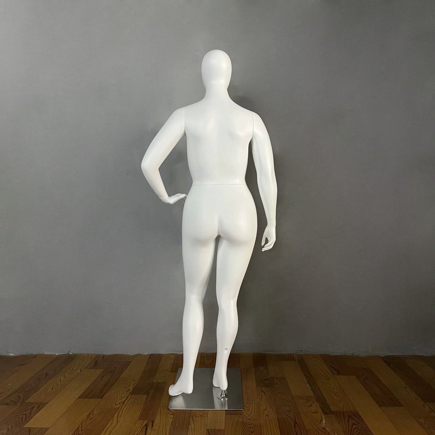 DE-LIANG Maniquí femenino de cuerpo entero de talla grande, blanco, maniquíes de exhibición realistas para mujer, maniquí de fibra de vidrio, torso, vestido, blanco, 1 pieza