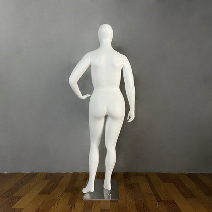 DE-LIANG Maniquí femenino de cuerpo entero de talla grande, blanco, maniquíes de exhibición realistas para mujer, maniquí de fibra de vidrio, torso, vestido, blanco, 1 pieza