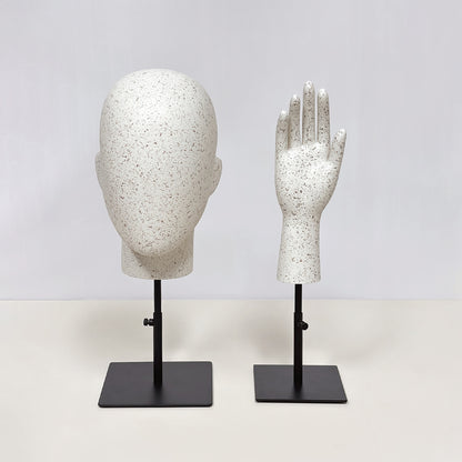 DE-LIANG Marble Head & Hand Display for Wigs, Hats, Sunglasses, Gloves & Jewelry