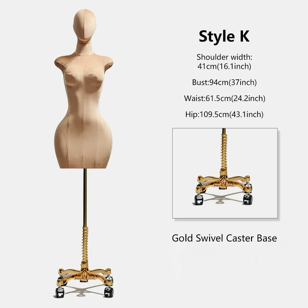 DE-LIANG Curvy Velvet-Wrapped Female Mannequin Half Body for Boutique & Store Display