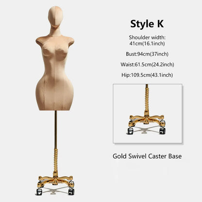 DE-LIANG Curvy Velvet-Wrapped Female Mannequin Half Body for Boutique & Store Display