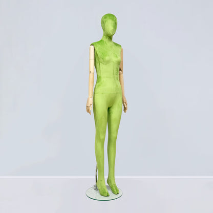 Luxury Matte Flannel Female Mannequin | Articulated Wooden Arms | DE-LIANG