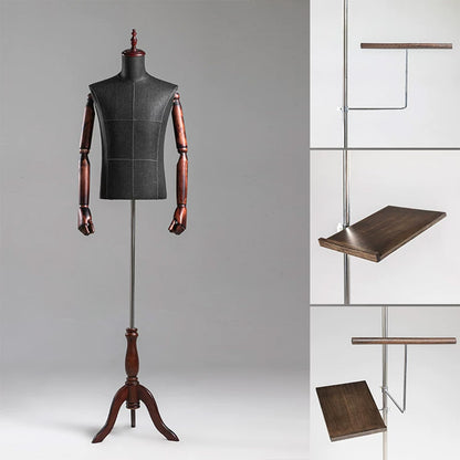 DE-LIANG Male Half Body Mannequin | Poseable Wood Arms Suit Display Dress Form