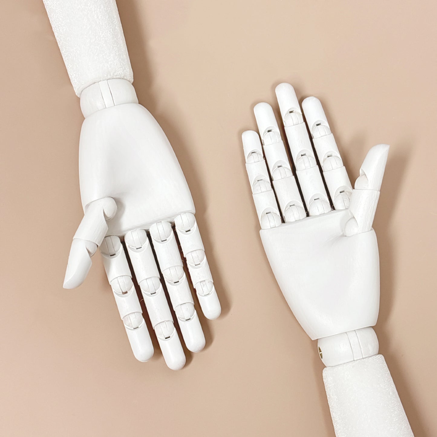 DE-LIANG White Velvet Wooden Hand, Luxury White Painted Mannequin Hands for Women's Apparel Jewelry Watch Ring Display-Right Hand Size37&43.5cm*1pcs