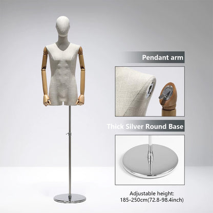 DE-LIANG Male Mannequin Slub Linen Muscle Torso | Menswear Window Display Stand