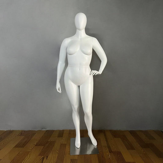 DE-LIANG Maniquí femenino de cuerpo entero de talla grande, blanco, maniquíes de exhibición realistas para mujer, maniquí de fibra de vidrio, torso, vestido, blanco, 1 pieza