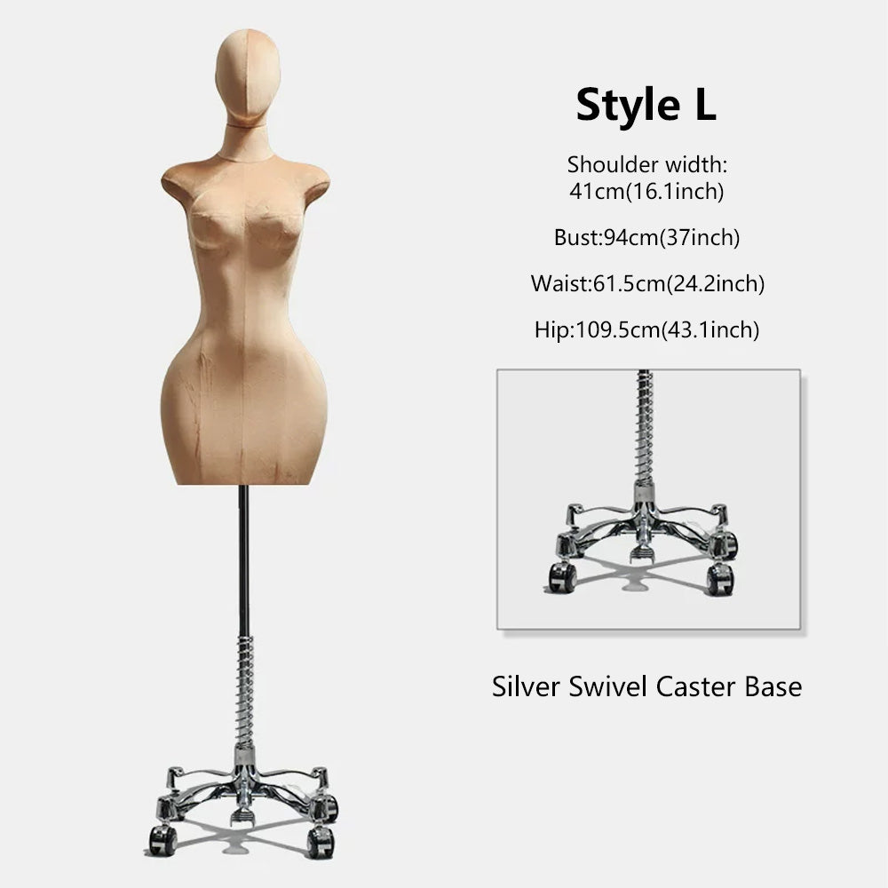 DE-LIANG Curvy Velvet-Wrapped Female Mannequin Half Body for Boutique & Store Display