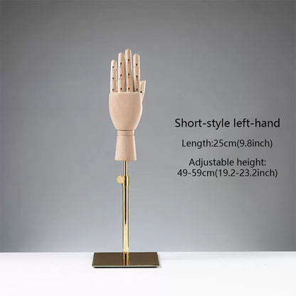 DE-LIANG Wooden Articulated Hand Mannequin with Stand – Jewelry & Bag Display Prop