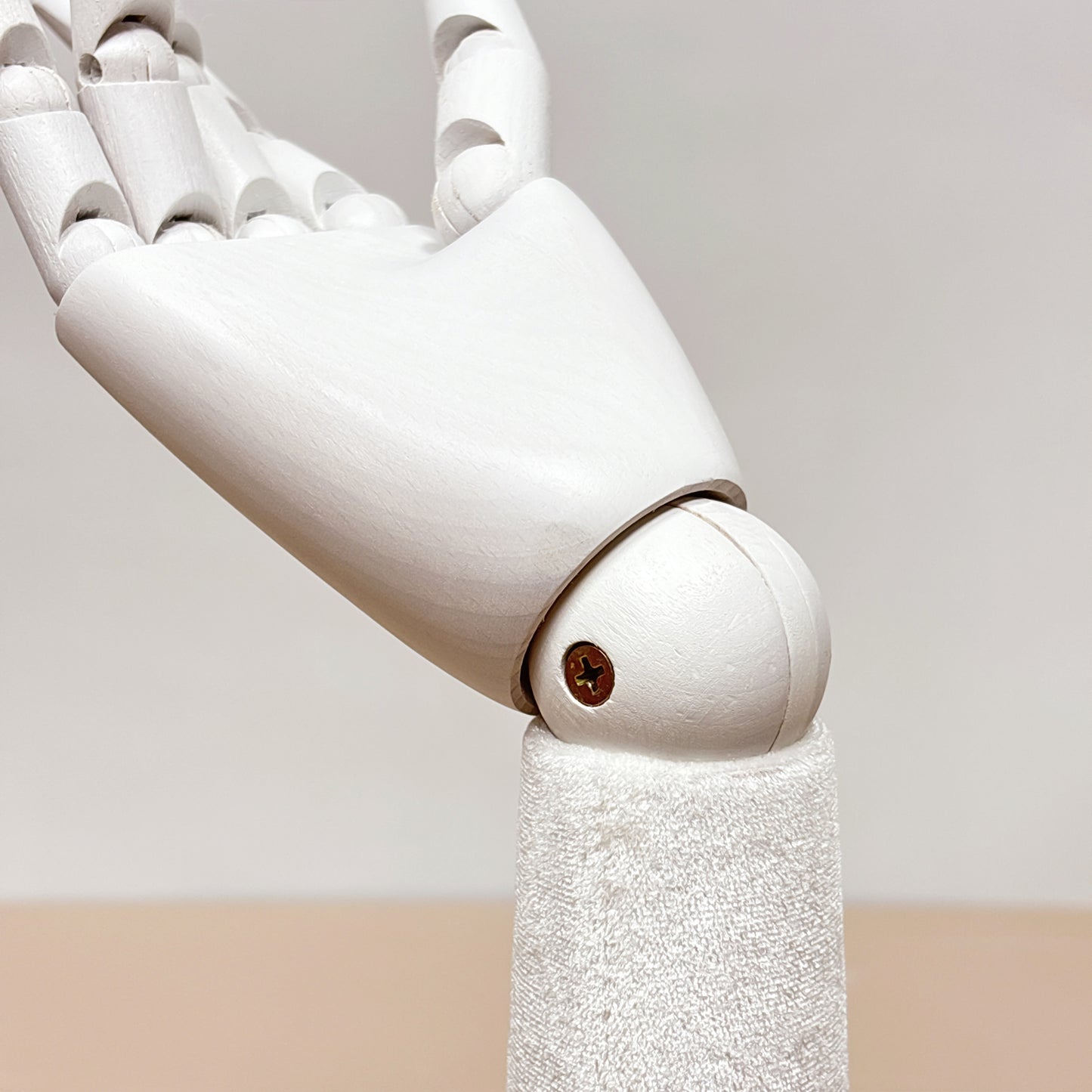 DE-LIANG White Velvet Wooden Hand, Luxury White Painted Mannequin Hands for Women's Apparel Jewelry Watch Ring Display-Right Hand Size37&43.5cm*1pcs