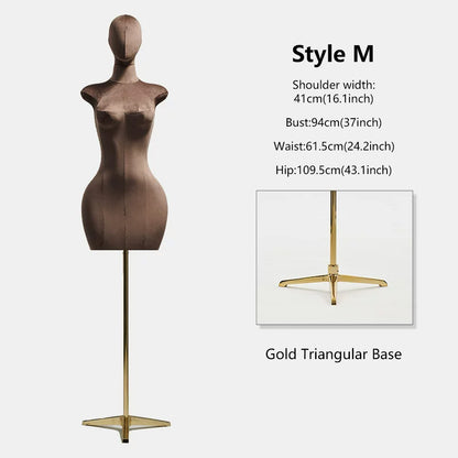 DE-LIANG Curvy Velvet-Wrapped Female Mannequin Half Body for Boutique & Store Display