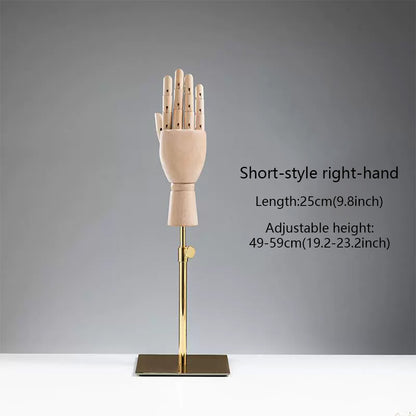 DE-LIANG Wooden Articulated Hand Mannequin with Stand – Jewelry & Bag Display Prop