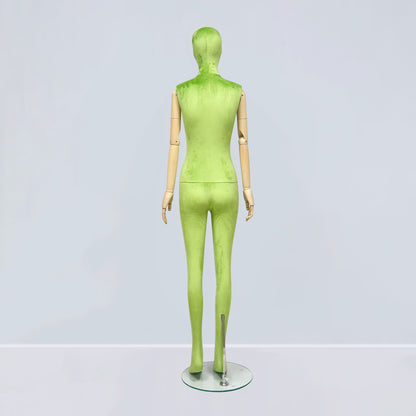Luxury Matte Flannel Female Mannequin | Articulated Wooden Arms | DE-LIANG