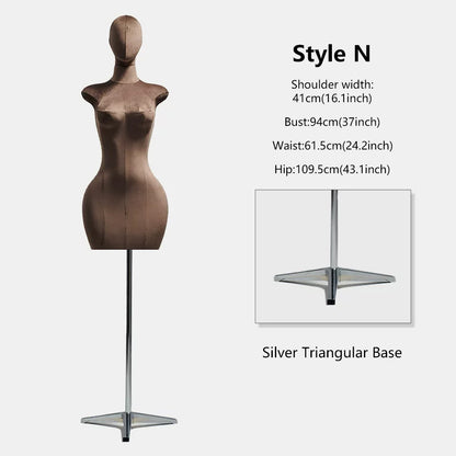 DE-LIANG Curvy Velvet-Wrapped Female Mannequin Half Body for Boutique & Store Display