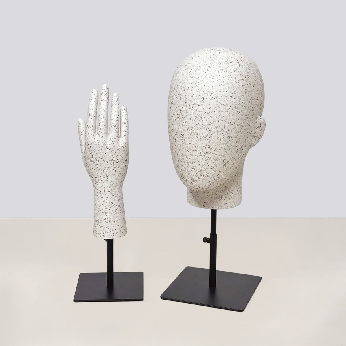 DE-LIANG Marble Head & Hand Display for Wigs, Hats, Sunglasses, Gloves & Jewelry