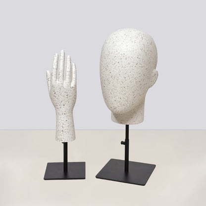 DE-LIANG Marble Head & Hand Display for Wigs, Hats, Sunglasses, Gloves & Jewelry
