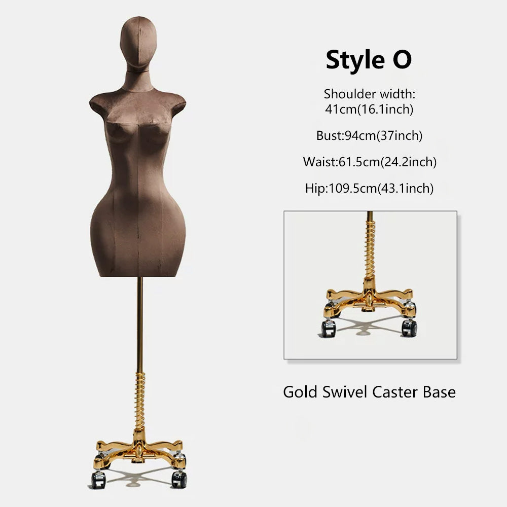 DE-LIANG Curvy Velvet-Wrapped Female Mannequin Half Body for Boutique & Store Display