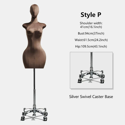 DE-LIANG Curvy Velvet-Wrapped Female Mannequin Half Body for Boutique & Store Display