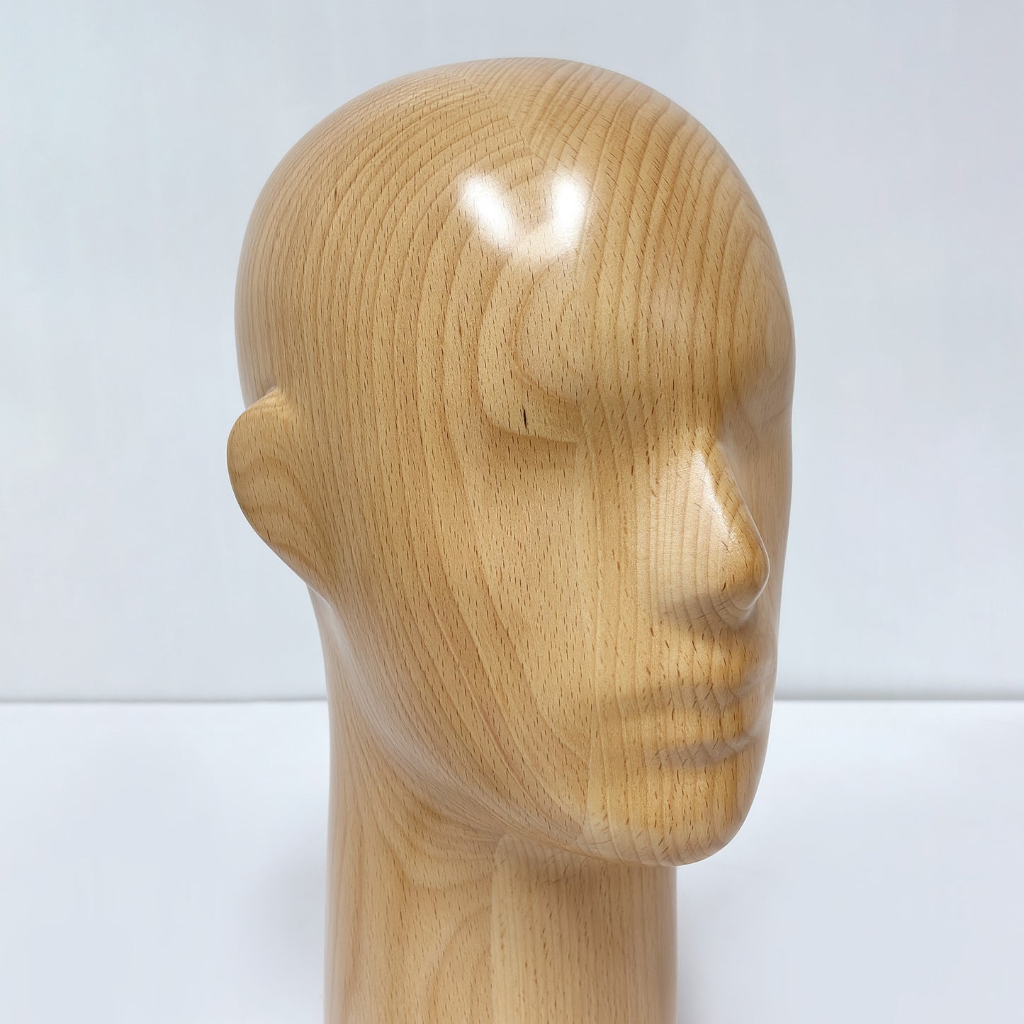 DE-LIANG Wooden Mannequin Head Stand for Hats Wigs & Glasses | Beechwood Display Model