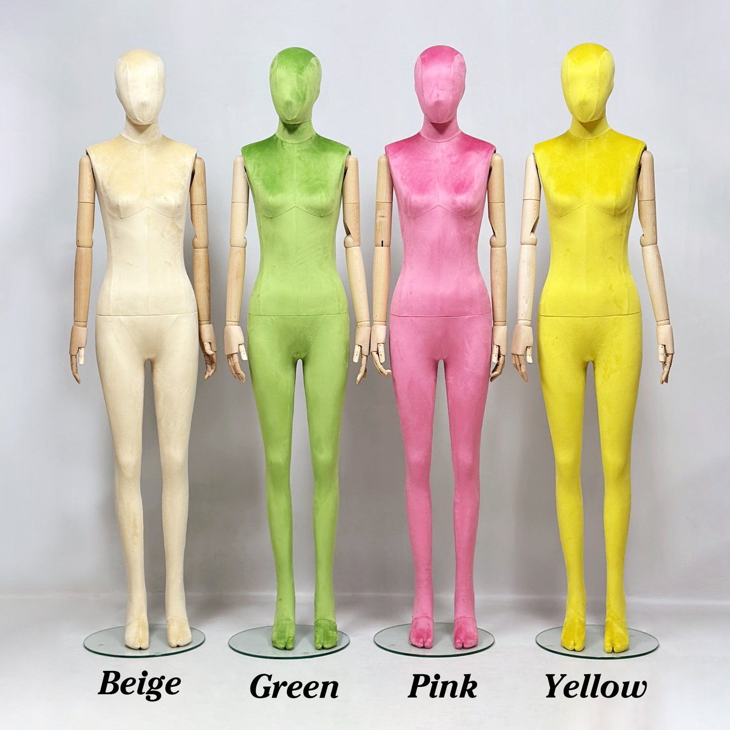 Luxury Matte Flannel Female Mannequin | Articulated Wooden Arms | DE-LIANG