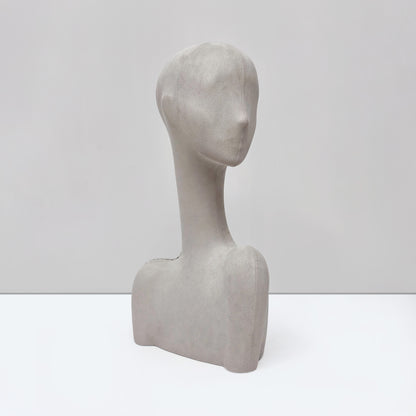 DE-LIANG Swan Neck Velvet Mannequin Head, Fiberglass Wig & Jewelry Display