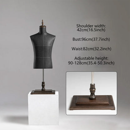 DE-LIANG Male Half Body Mannequin | Poseable Wood Arms Suit Display Dress Form