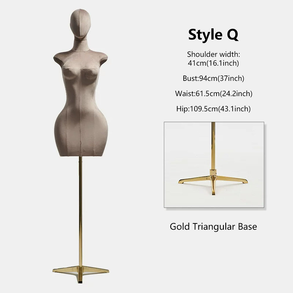 DE-LIANG Curvy Velvet-Wrapped Female Mannequin Half Body for Boutique & Store Display