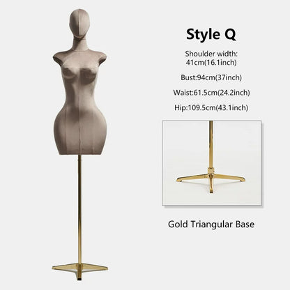 DE-LIANG Curvy Velvet-Wrapped Female Mannequin Half Body for Boutique & Store Display