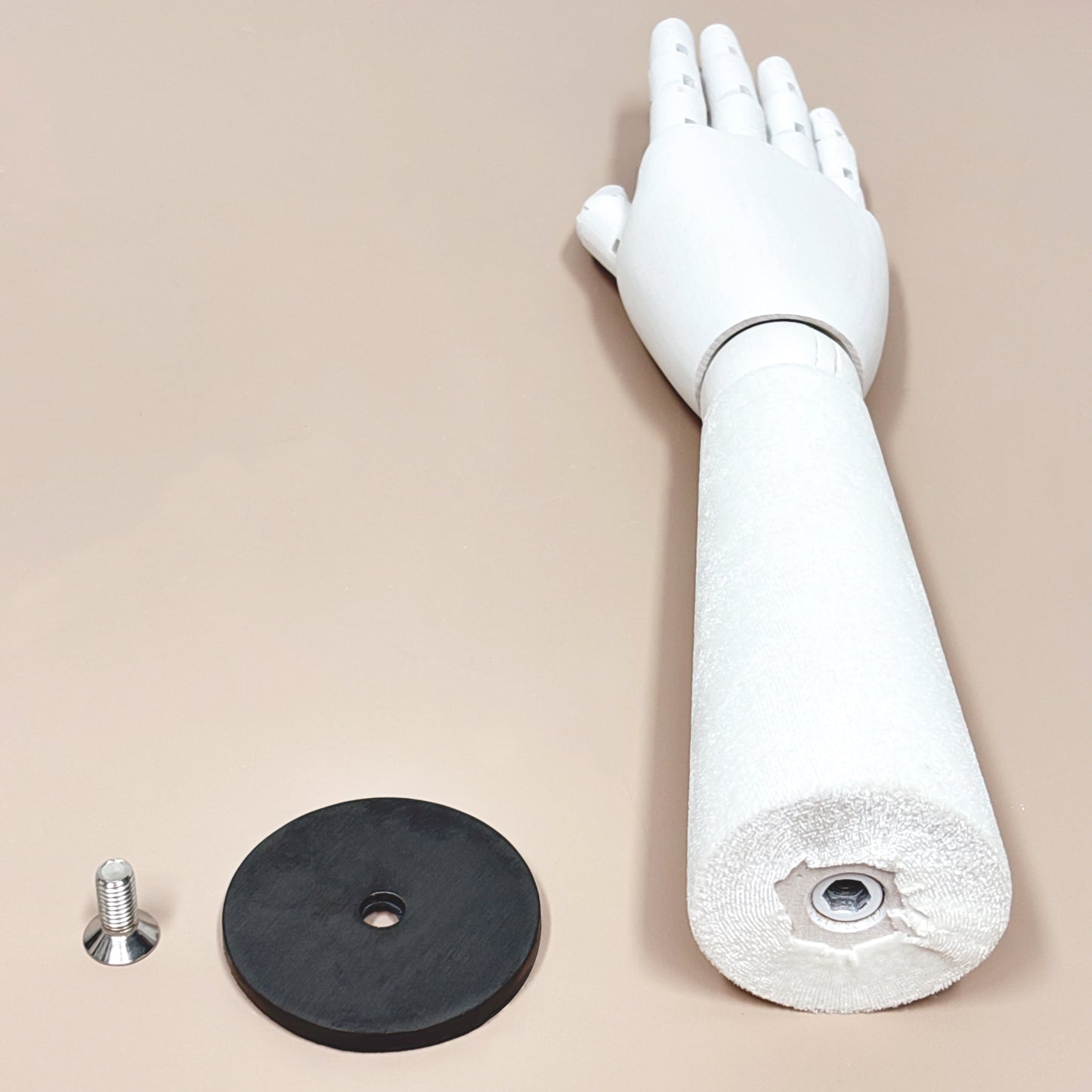 DE-LIANG White Velvet Wooden Hand, Luxury White Painted Mannequin Hands for Women's Apparel Jewelry Watch Ring Display-Right Hand Size37&43.5cm*1pcs