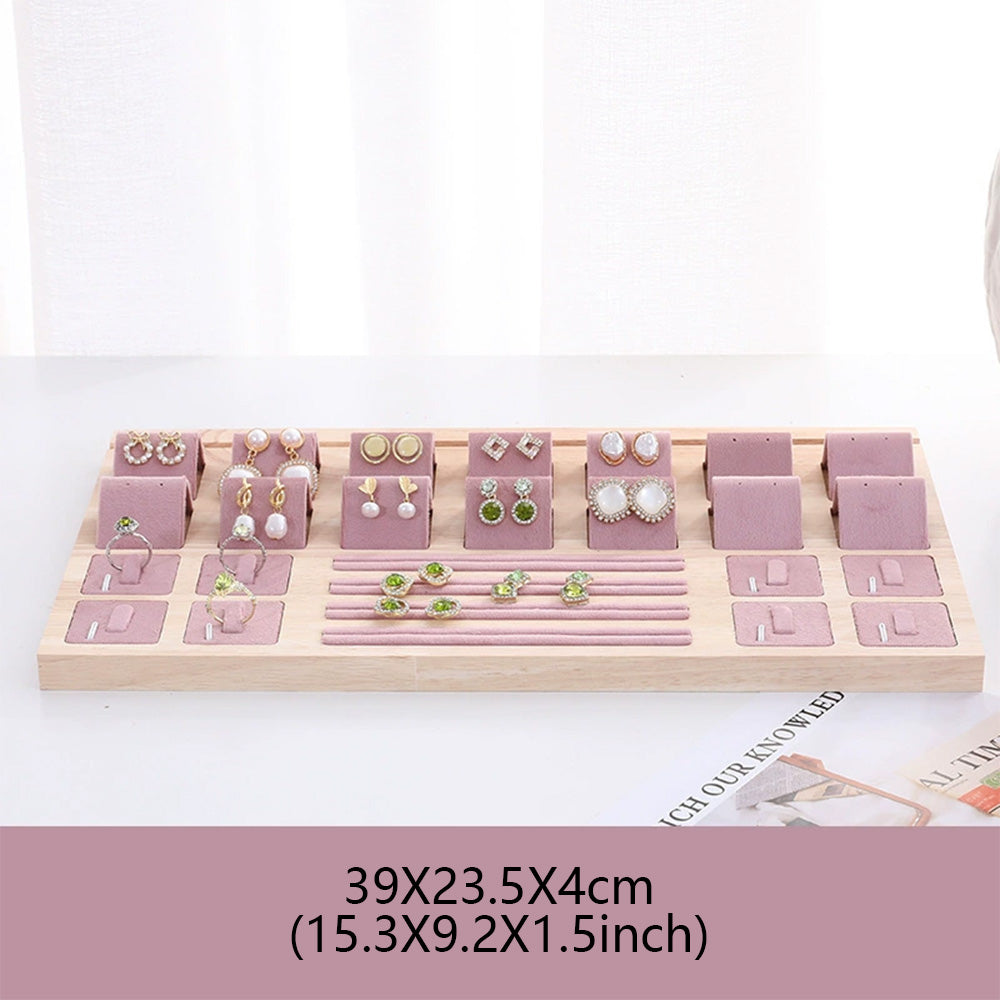 DE-LIANG Pink Velvet Jewelry Display Stand Set – Perfect for Jewelry Stores & Boutiques