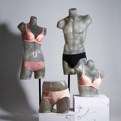 DE-LIANG Maniquí de cuerpo entero de lujo para mujer y hombre, torso transparente con cabeza, modelo de exhibición de ropa para escaparates y tiendas.