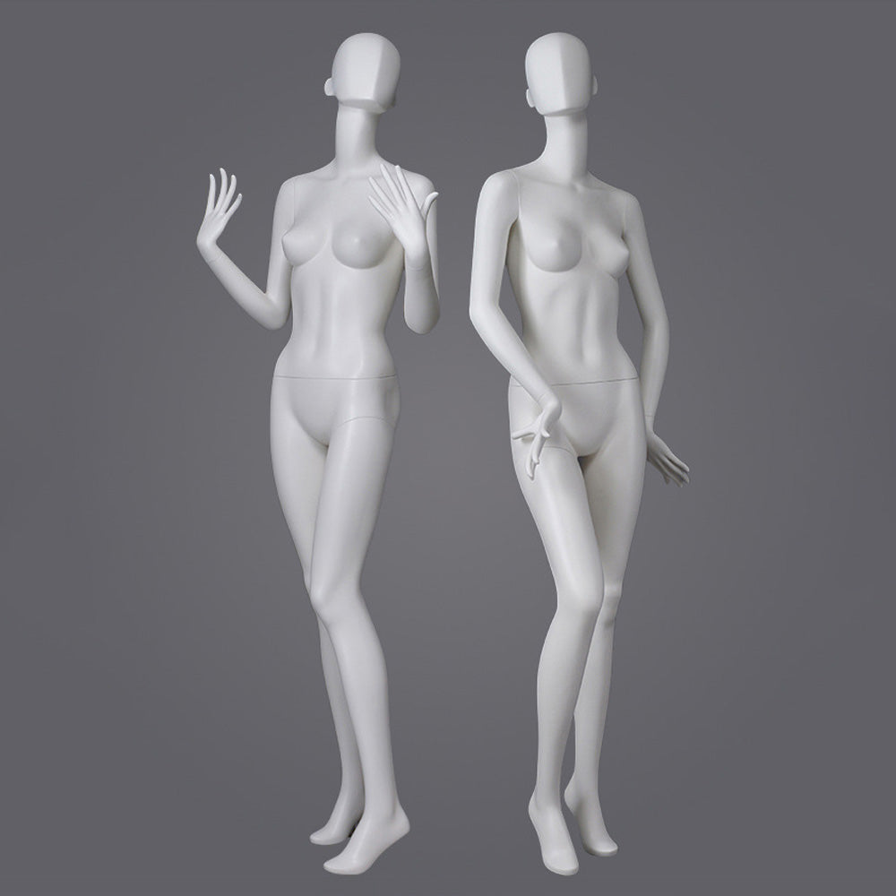 DE-LIANG Full Body Female Mannequin with Abstract Head,Realistic Fiberglass Display Model for Boutique & Clothing Store Window Display