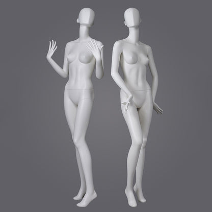 DE-LIANG Full Body Female Mannequin with Abstract Head,Realistic Fiberglass Display Model for Boutique & Clothing Store Window Display