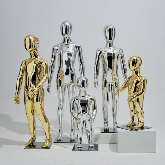 DE-LIANG Luxury Child Full Body Mannequin,Electroplated Baby Kids Dress Form Fiberglass Display,Girl Boy Teenage Mannequin For Clothes Displa