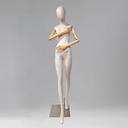 Luxury Adult Female Full Body Mannequin,Full Body Velvet Fabric Display Model Props,Women Flat Shoulder Dress Form Torso for Clothing Store De-Liang Dress Forms