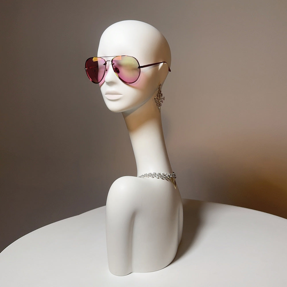 DE-LIANG Luxury Mannequin Head Stand,Matte White Long Neck Female Mannequin Display With Shoulder,Wig Head Display Stand for Hat / Jewelry / Glasses / Ring Display