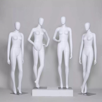 DE-LIANG Luxury Female Full Body Mannequins Stand,Matte White Realistic Fiberglass Dress Form Display,Manikin Torso Stand for Retail Clothing,with base*1pcs DL0168