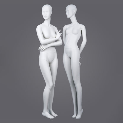 DE-LIANG Professional Female Mannequin Full Body Dress Form Display - Realistic Poseable Fashion Model Stand for Clothing Store Boutique Window Display - White Matte Finish Retail Merchandising Dummy