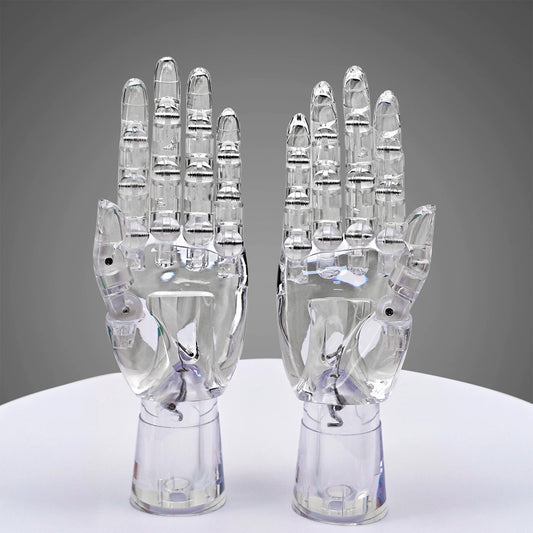 DE-LIANG Clear Hand Mannequin - Jewelry Ring Bracelet Watch Display Holder Articulated