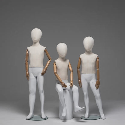 Kids Full Body Mannequin,Fabric Wrapped Torso Painted Legs Wooden Arms
