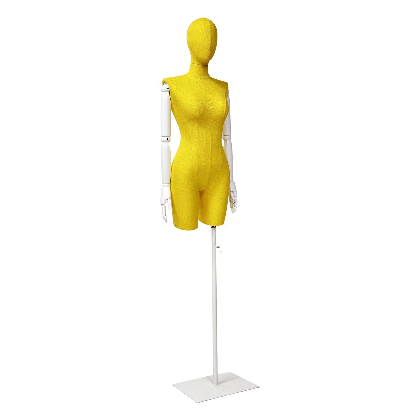 DE-LIANG Maniquí femenino con brazos de madera blancos, maniquí de costura de lino con cabeza, forma de vestido ajustable de medio cuerpo con base blanca, grace5color