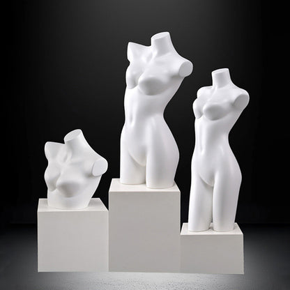 DE-LIANG Female Torso Mannequin Display Set,Half Body Dress Form Collection,White & Gold Finish Retail Display Forms for Clothing Store