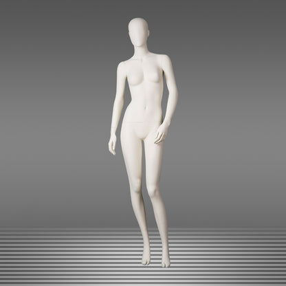 DE-LIANG Full Body Female Mannequins,Matte White Fiberglass Realistic Dress Form Display,Standing Window Display Model for Clothing Stores, Boutiques & Fashion Exhibitions
