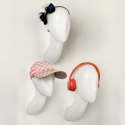 DE-LIANG Female Wall-Mounted Mannequin Head with Long Neck for Wig, Hat & Retail Display