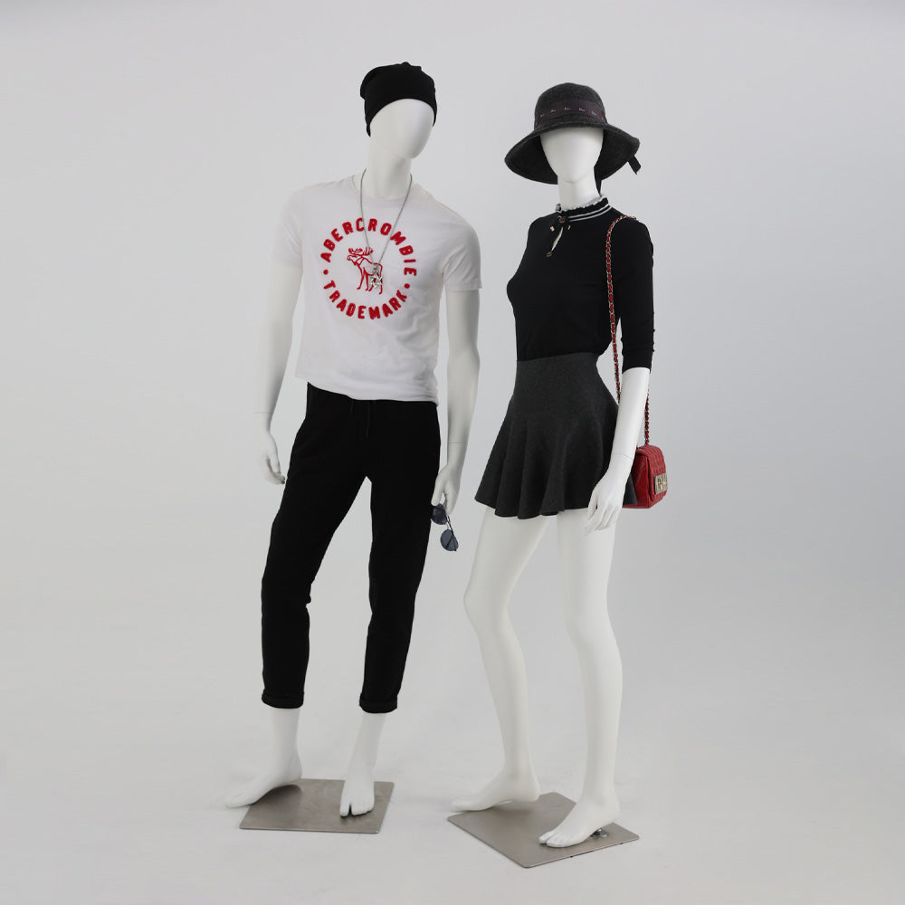 DE-LIANG Female/Male Full Body Mannequin With Head,Female Dress Form Display,Matte White Mannequin Torso for Clothing Stores Display