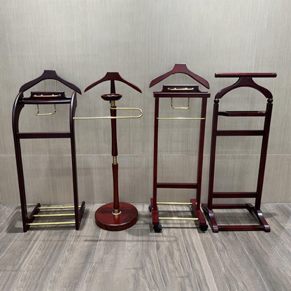solid wood suit valet stand front view