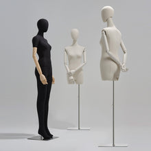 Load image into Gallery viewer, Luxury Linen Female Full Body Mannequin,Black/White Standing Dress From Torso,Display Model with Wooden Arms for Clothing,Dress Display
