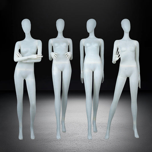 DE-LIANG Frosted Translucent Female Full Body Mannequins – Minimalist Abstract Window Display Model, Boutique Clothing Store Fashion Dress Form