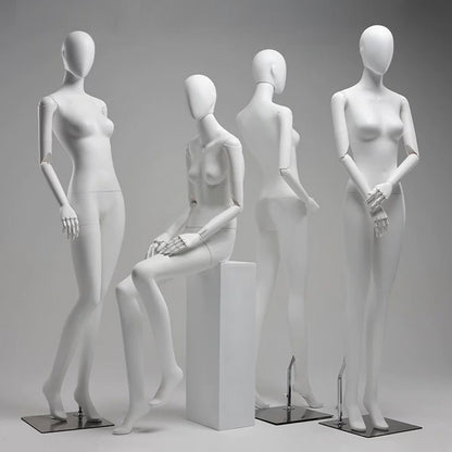 DE-LIANG Matte White Female Full-Body Mannequin, Poseable Joints, Window Display